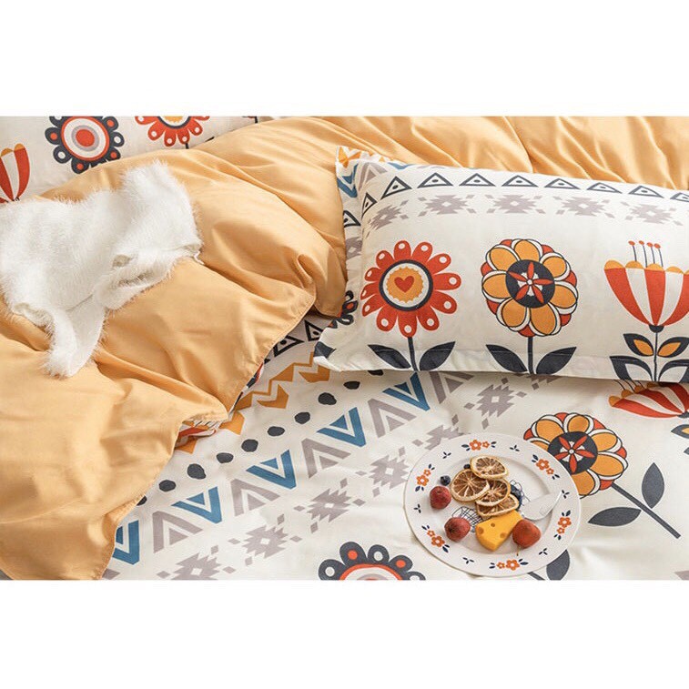 Ga gối poly cotton Thổ Cẩm nhập khẩu bộ 4 món Chăn, ga , 2 vỏ gối | BigBuy360 - bigbuy360.vn