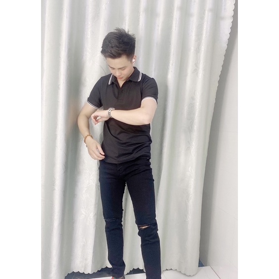 áo polo nam, áp thun nam cổ bẻ Cotton xuất xịn, chuẩn form trẻ trung, thanh lịch.chuẩn đẹp màu Đen - Trắng. | BigBuy360 - bigbuy360.vn