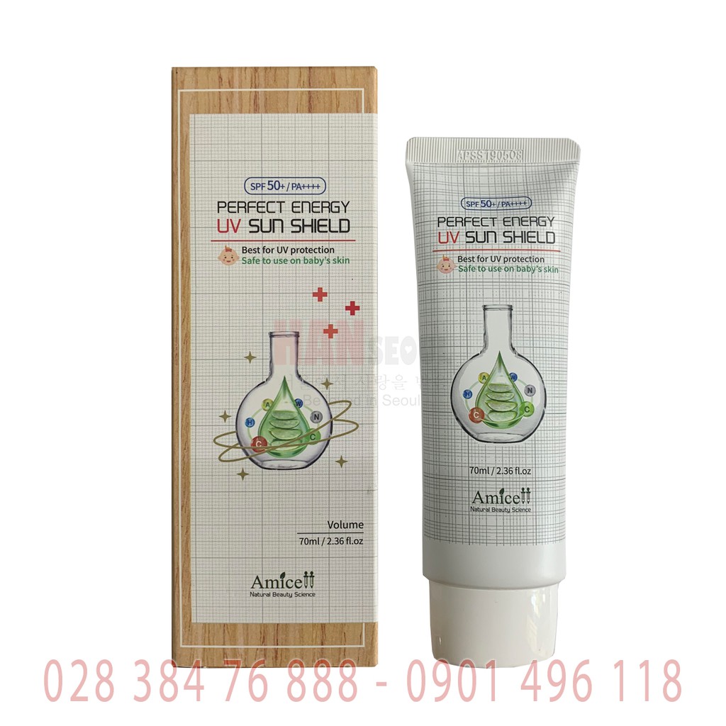 Kem Chống Nắng Amicell Perfect Energy UV Sun Shield Hàn Quốc (SPF50+/PA++++) Siêu An Toàn Có Thể Dùng Cho Cả Trẻ Sơ Sinh