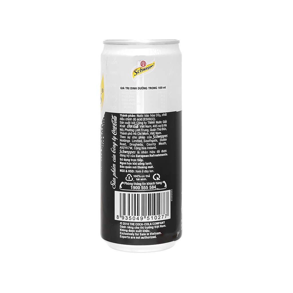 Thùng 24 Lon Nước Giải Khát Schweppes Soda 320ml - Đồ uống Soda pha chế chuyên nghiệp