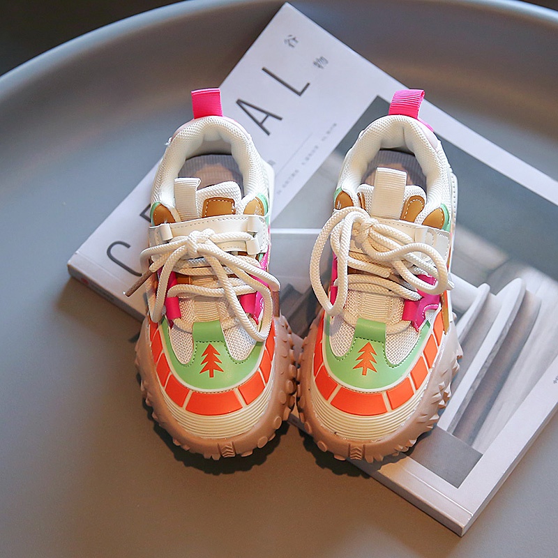 Giày Sneaker Đế Mềm Chống Trượt Thoáng Khí Có Dây Cột Nhiều Màu Thời Trang Cho Bé Trai / Gái 2-16 Tuổi