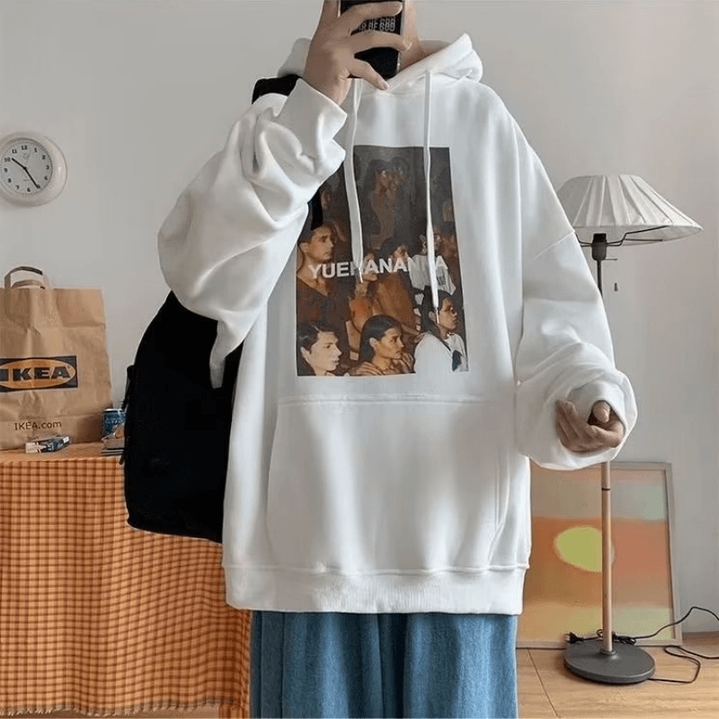 Áo hoodie Dáng Rộng Có In Chữ Thời Trang Phong Cách Hàn Quốc Cho Nam / Nữ