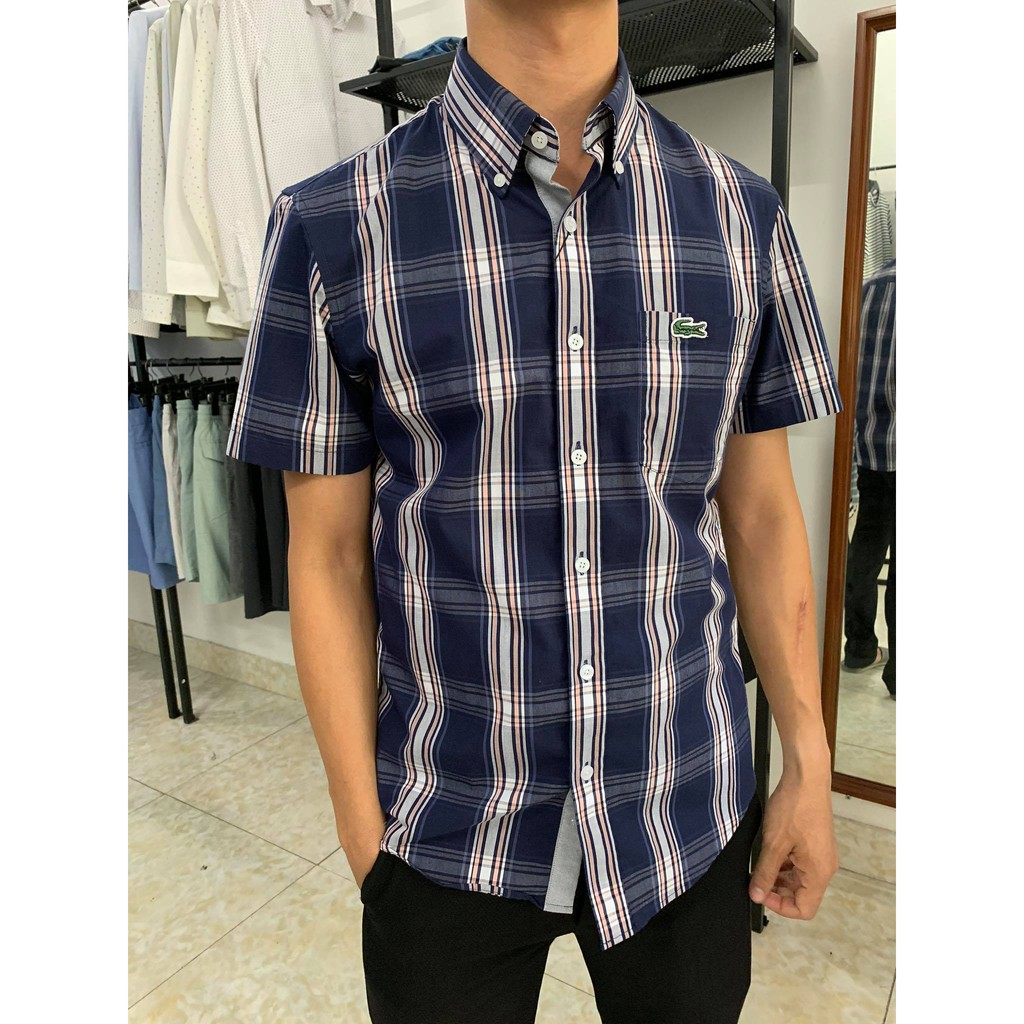 [ẢNH THẬT] [XẢ KHO] Áo sơ mi kẻ Lacoste chất cotton