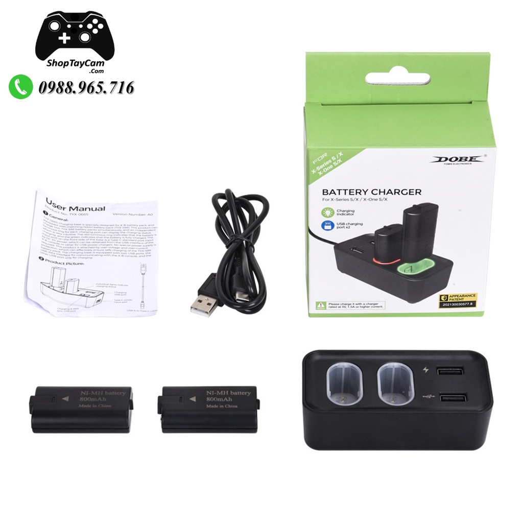 Bộ Pin Sạc 2 Pin Sạc Rời Cho Tay Cầm Xbox One S / Xbox One X Controller Hàng Chính Hãng DOBE – TYX-0665 | TOP BÁN CHẠY