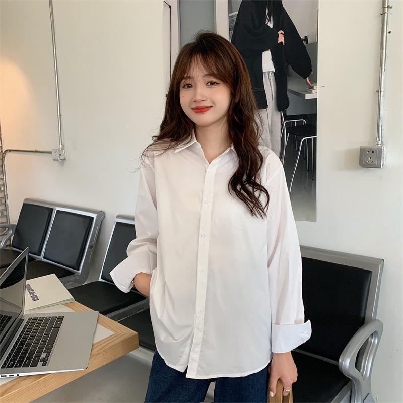 [SALE TẾT] Áo Sơ Mi Oversize Dài Tay Nữ Form Rộng TADA RSM001 Cá Tính Vải Lụa Thái Cao Cấp Chống Nhăn RANSHI