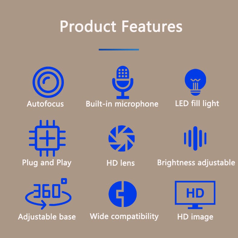 Webcam Usb 2k / 1080p Kèm Vòng Đèn Cho Máy Tính | BigBuy360 - bigbuy360.vn