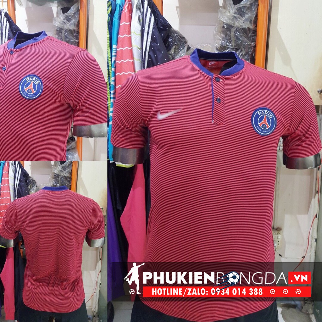 Áo thun polo PSG 2018 đỏ, Áo polo PSG 2018 đỏ cổ trụ