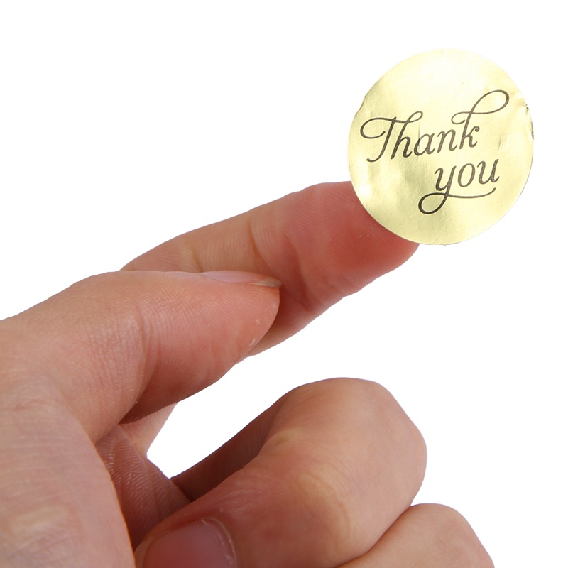 Cuộn 500 Nhãn Dán Giấy Vàng Tròn 1 Inch In Chữ Thank You