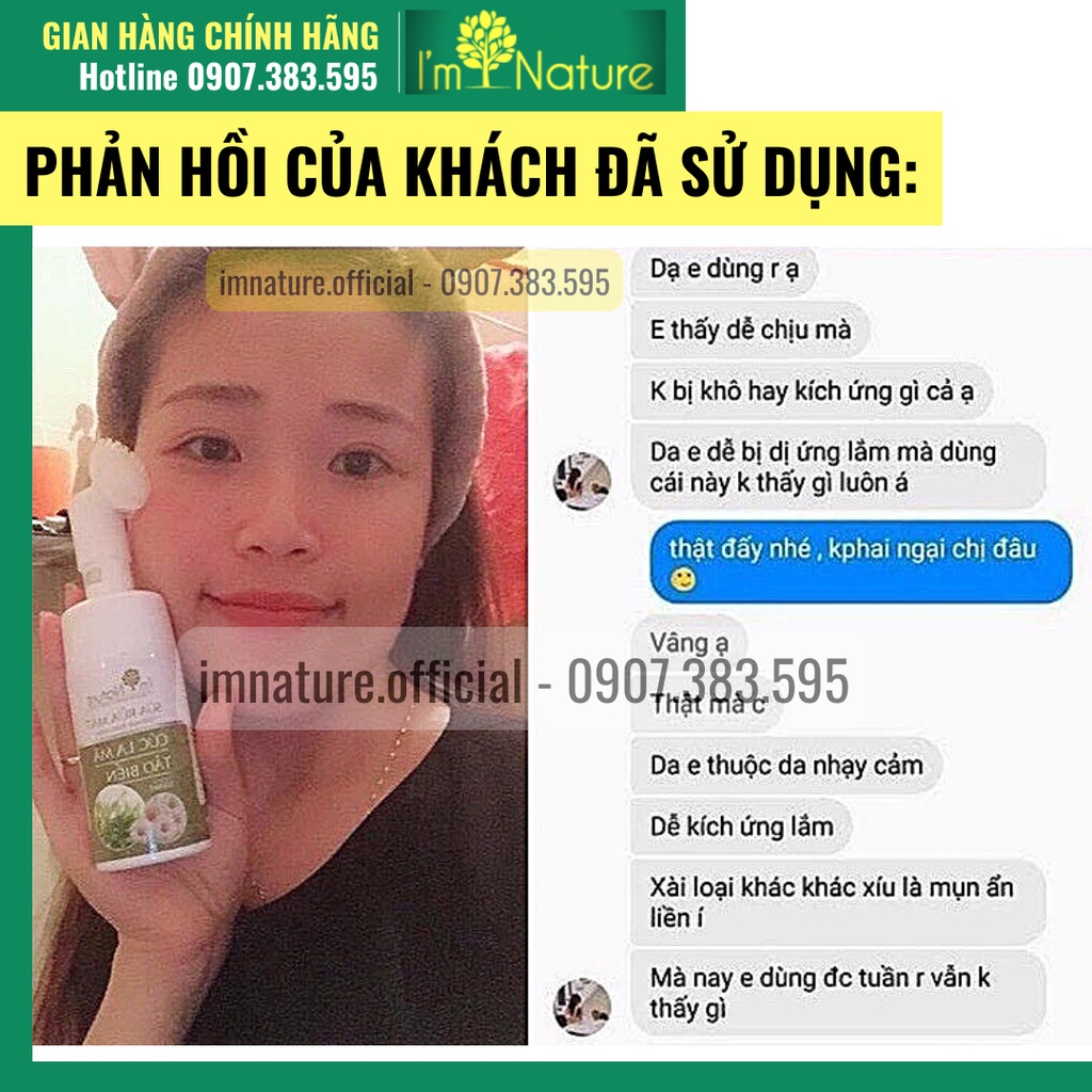 Sữa Rửa Mặt Có Đầu Cọ Tạo Bọt Cúc La Mã Giúp Trắng Sáng Da - Kiềm Dầu - Giảm Mụn I’m Nature 100ml