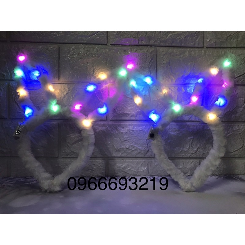 Bờm Cài Tóc Tai thỏ lông phát sáng nhiều màu