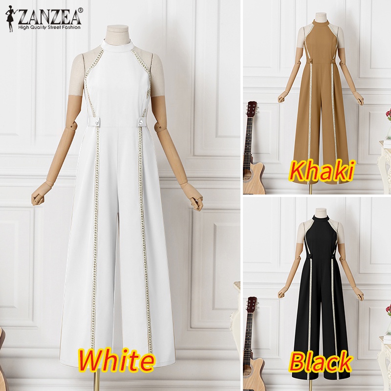 Zanzea Bộ Áo Liền Quần Ống Rộng Có Túi Phong Cách Đường Phố Châu Âu Thời Trang Cho Nữ