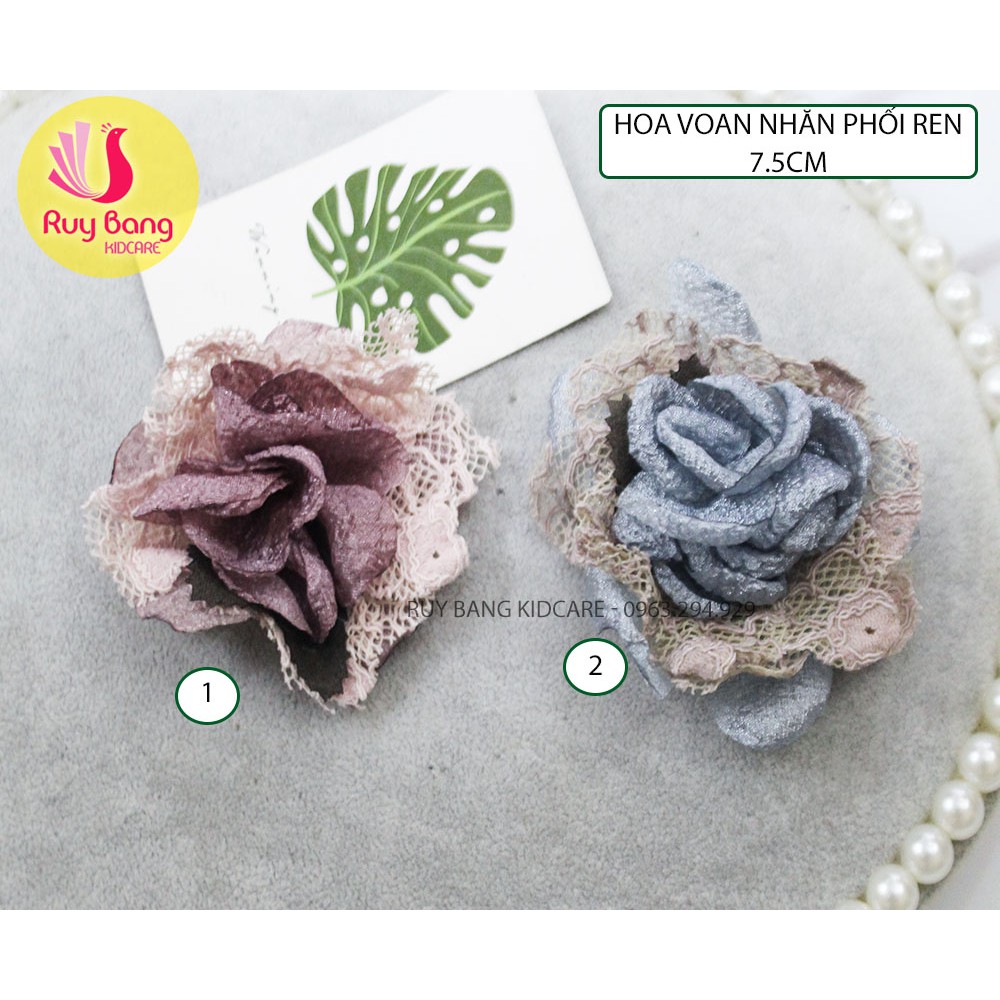 Hoa xốp phối ren ❤️FREESHIP❤️Hoa vải voan HQ