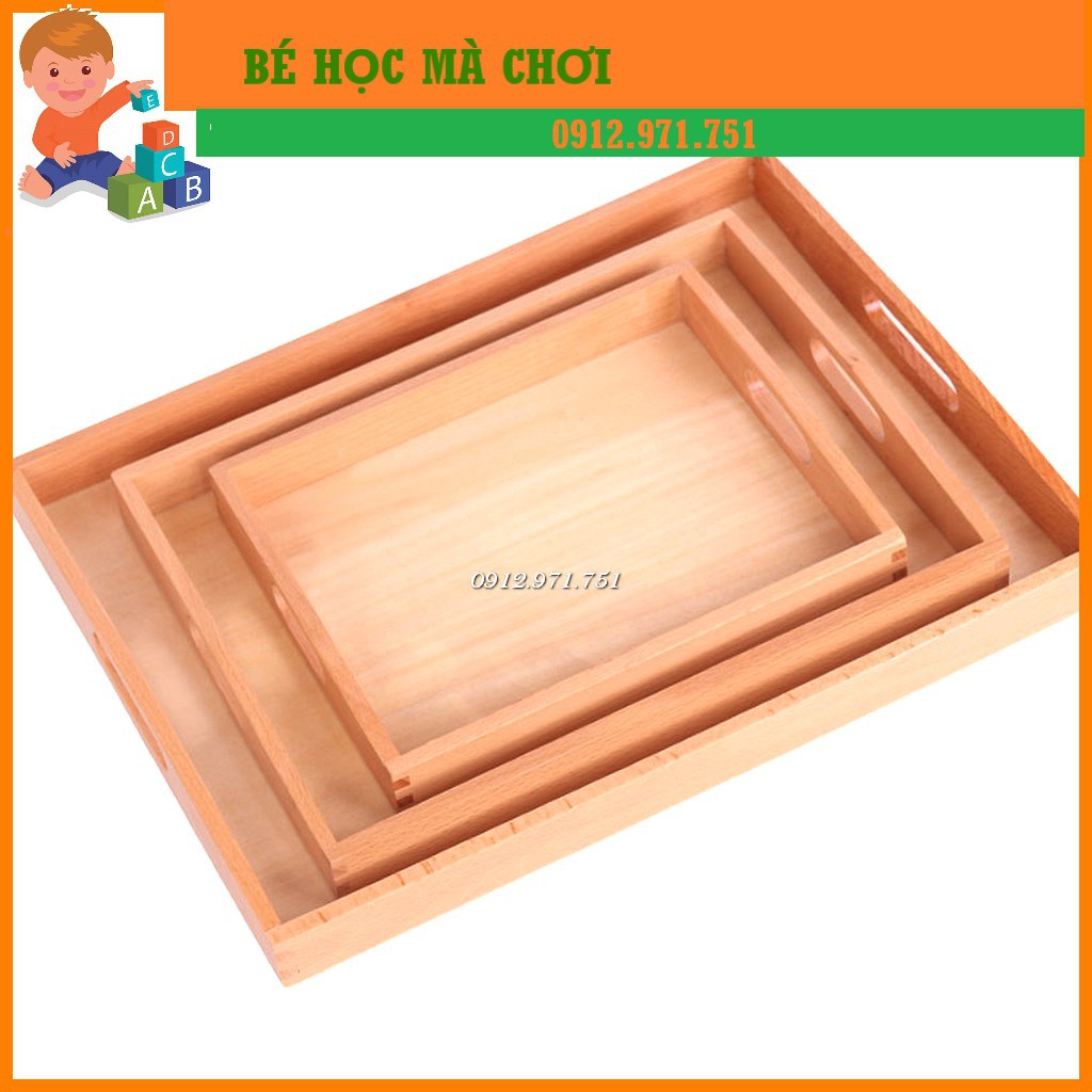 Khay gỗ Montessori cỡ trung - HÀNG ĐẸP| Giáo cụ Montessori