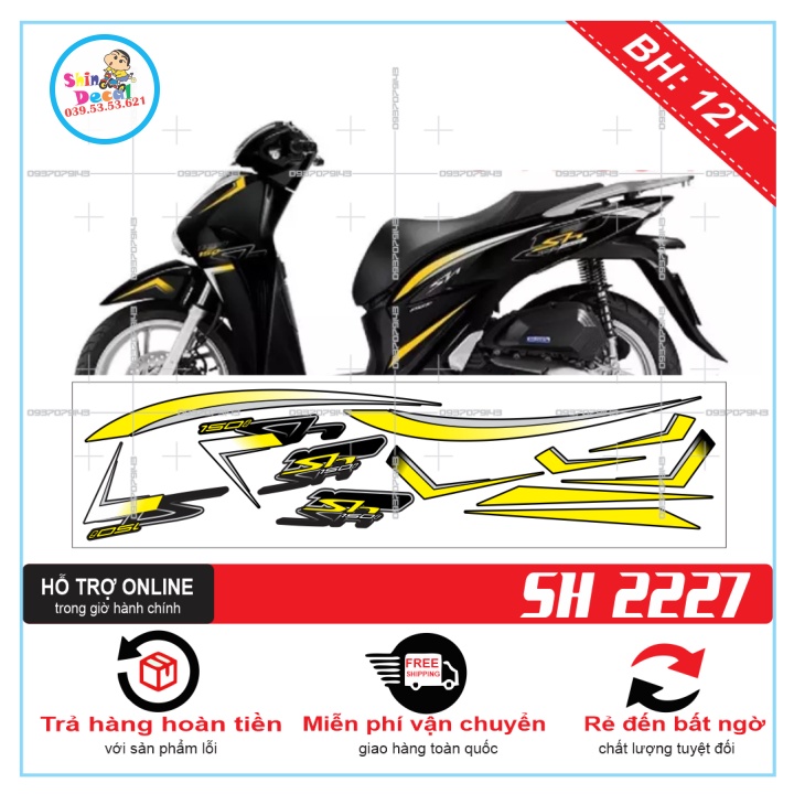 TEM XE SH 2020 VÀNG ĐEN -- SHIN DECAL 2