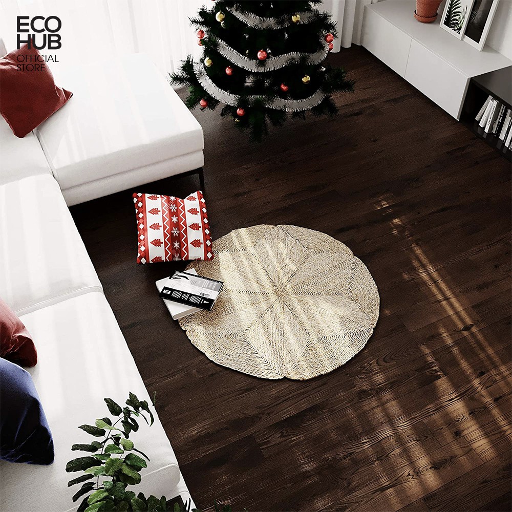 Thảm cói trải sàn phòng khách, phòng ngủ hình sao gấp gọn 120/150/180cm ECOHUB | E00143 (Natural Rugs)