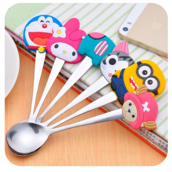 Thìa Thép Không Gỉ Tay Cầm Silicon Hình Thú Hoạt Hình Clovershop68