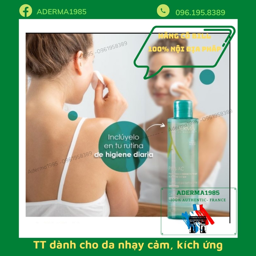 Tẩy trang A derma phys ac dành cho da nhạy cảm, tẩy trang aderma 400ml nội địa pháp_Sữa Paris Aderma