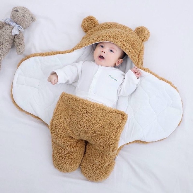 Chăn Ủ Lông Cừu, Body Ủ Lông Cừu Loại Dày 3 Lớp Siêu Ấm Có Chân Cho bé từ 0-6 tháng, Loại Đẹp, dày