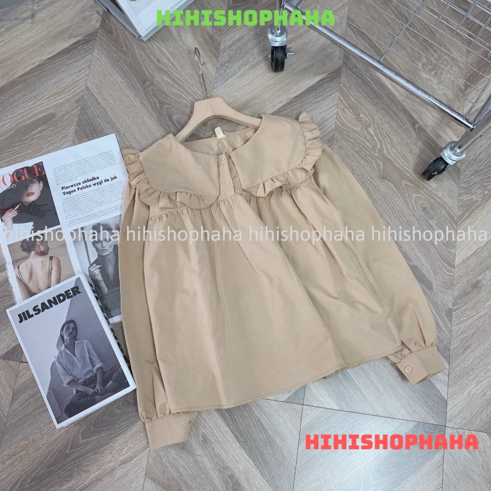 Áo babydoll tay bèo tiểu thư viền bèo xinh hàng QCCC A0008 kaca hihishophaha