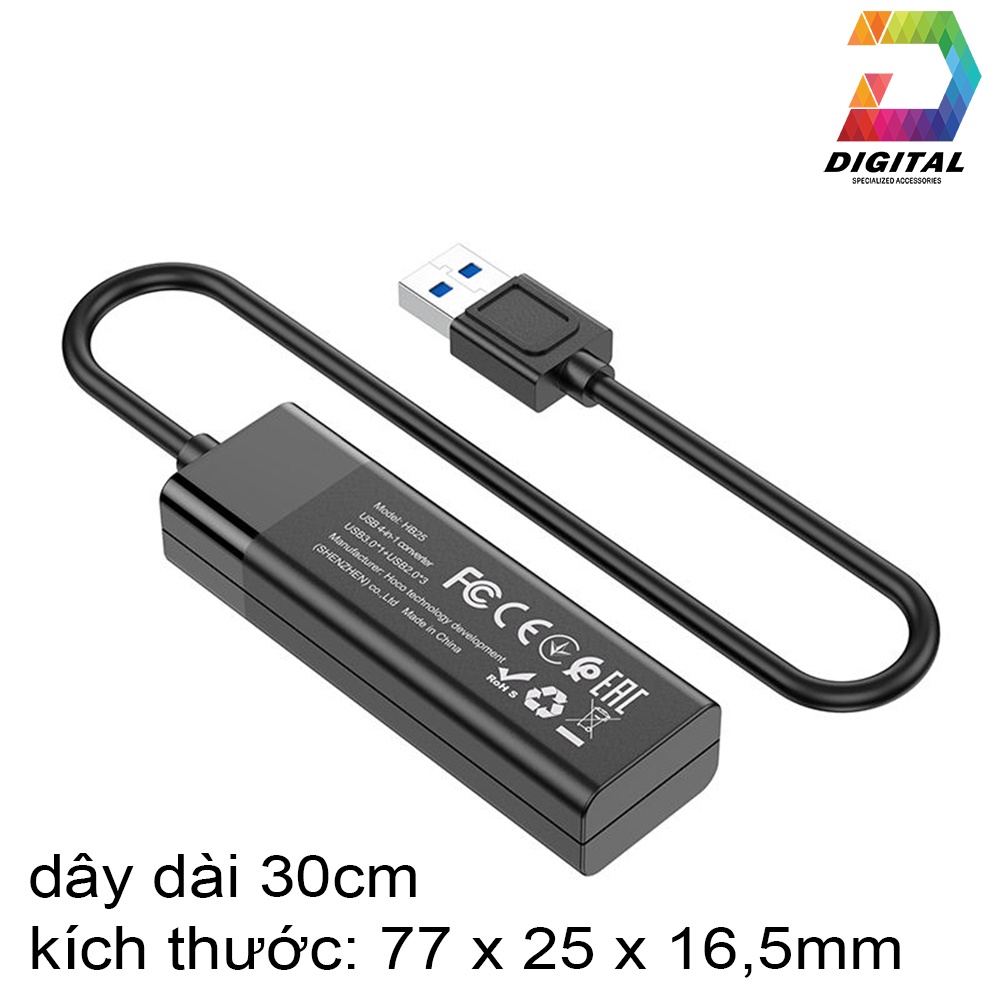 Hub Chia Cổng USB 2.0 &amp; USB 3.0 Hoco HB25 Chính Hãng