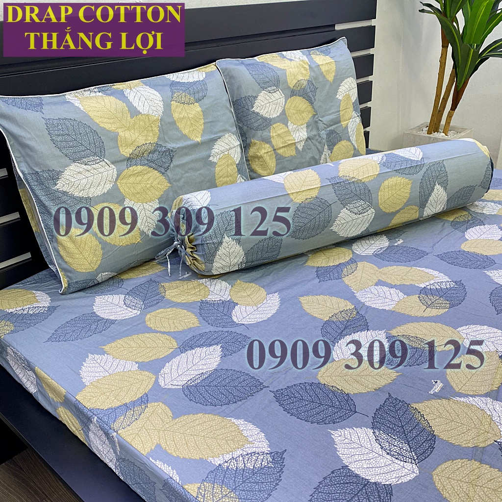 Drap Thắng Lợi, ga giường cao cấp cotton chuẩn logo mẫu Lá vàng