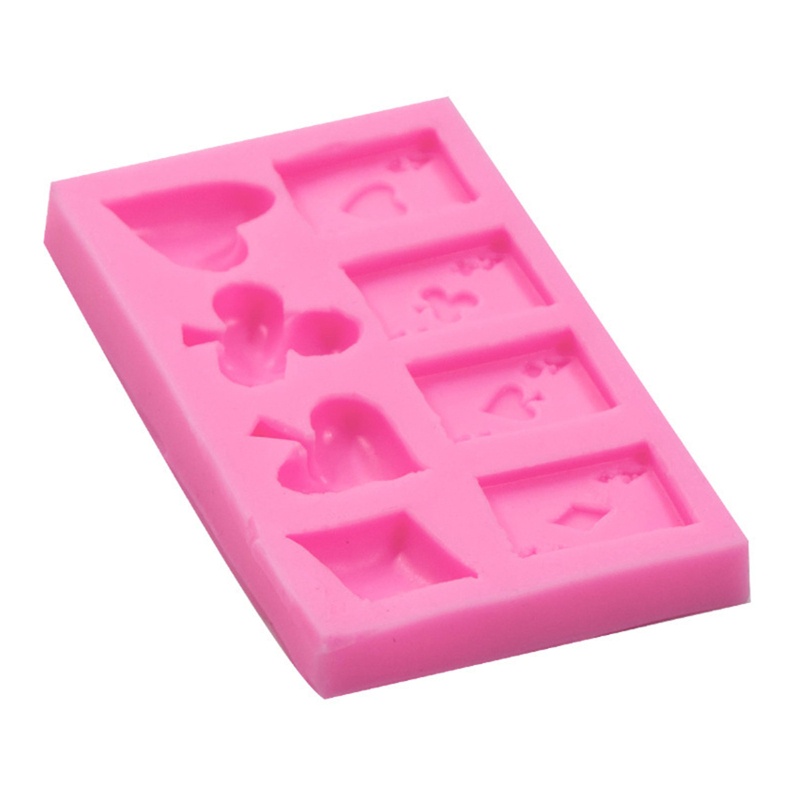 Khuôn Silicone 8 Lỗ Làm Bánh Mousse Chocolate Hình Lá Bài Poker