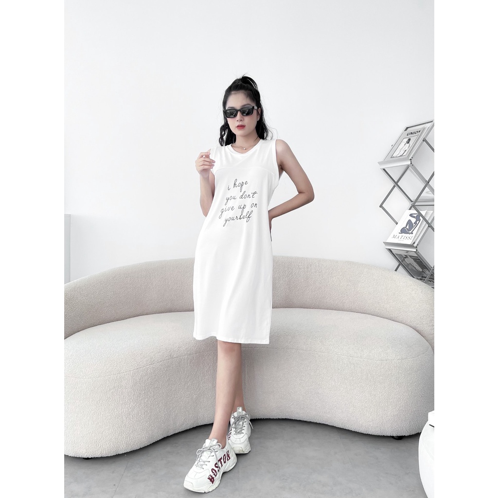 ĐẦM THUN SUÔNG VÁY ZARA HỌA TIẾT TRẮNG ĐEN - COTTON 100%