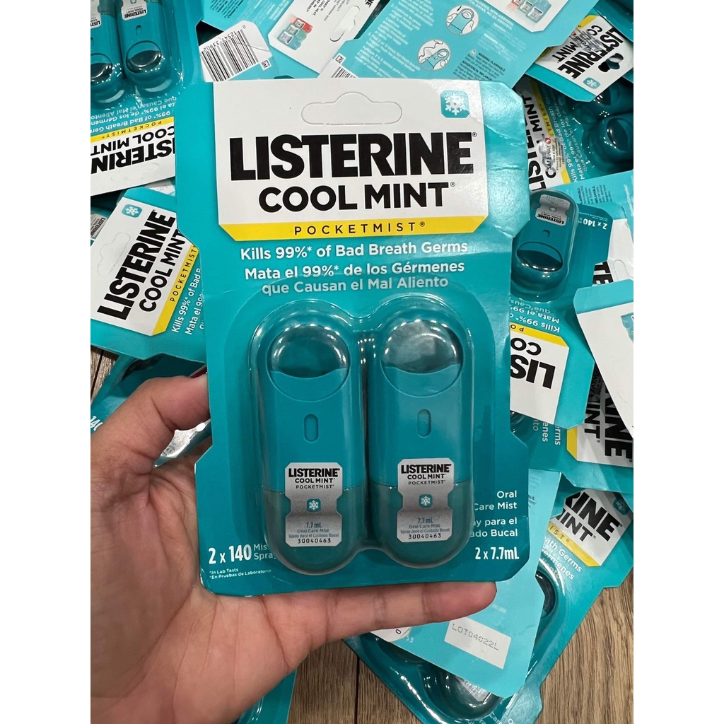 Xịt thơm miệng Listerine Cool Mint Pocketmist diệt vi khuẩn gây hôi miệng đến 99.9% - EDS Hàng Mỹ
