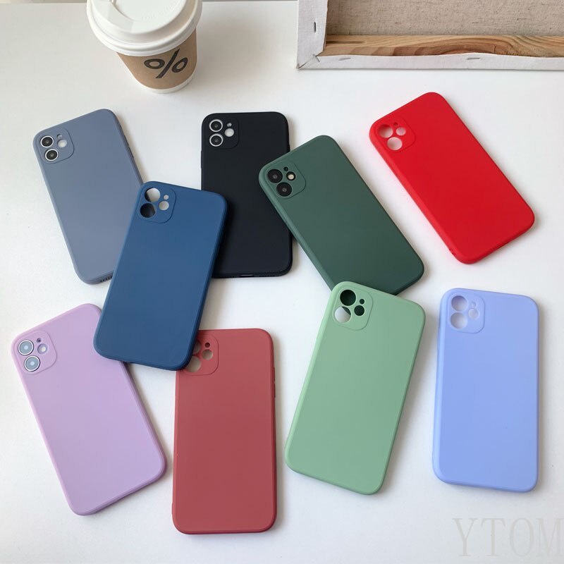 Ốp điện thoại silicon màu trơn đơn giản cho iPhone 13 12 11 pro max x xr se 2020 8 7 6s plus