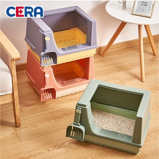 Khay cát vệ sinh mèo vuông thành cao - khay cát 014