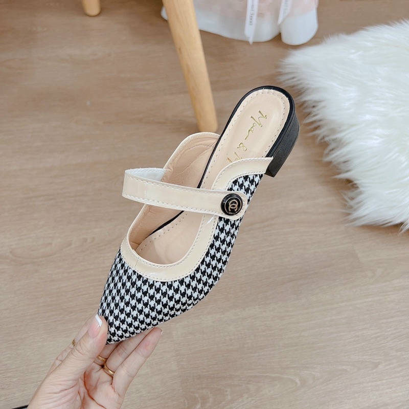 Sục nữ mũi nhọn thời trang phối quai ngang mẫu mới