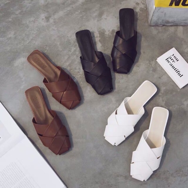 Sục Nữ Da Đan Chéo Mũi Vuông Cá Tính Phong Cách Hàn Quốc - NSH11 [ORDER QUẢNG CHÂU] | BigBuy360 - bigbuy360.vn