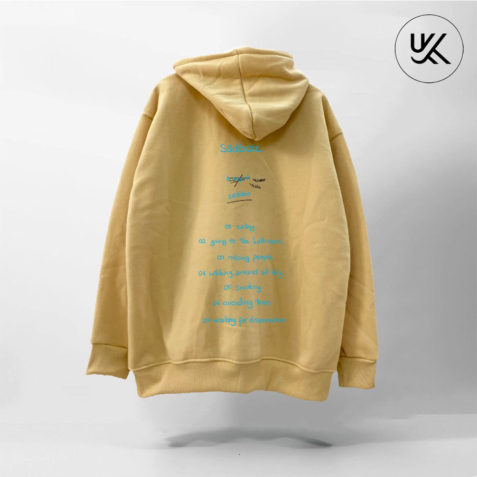 Áo HOODIE Sadboiz SADDINO, Form RỘNG Oversize màu xám xanh khói, be, áo nỉ bông Cao Cấp Unisex Nam Nữ có mũ. KKIMShop