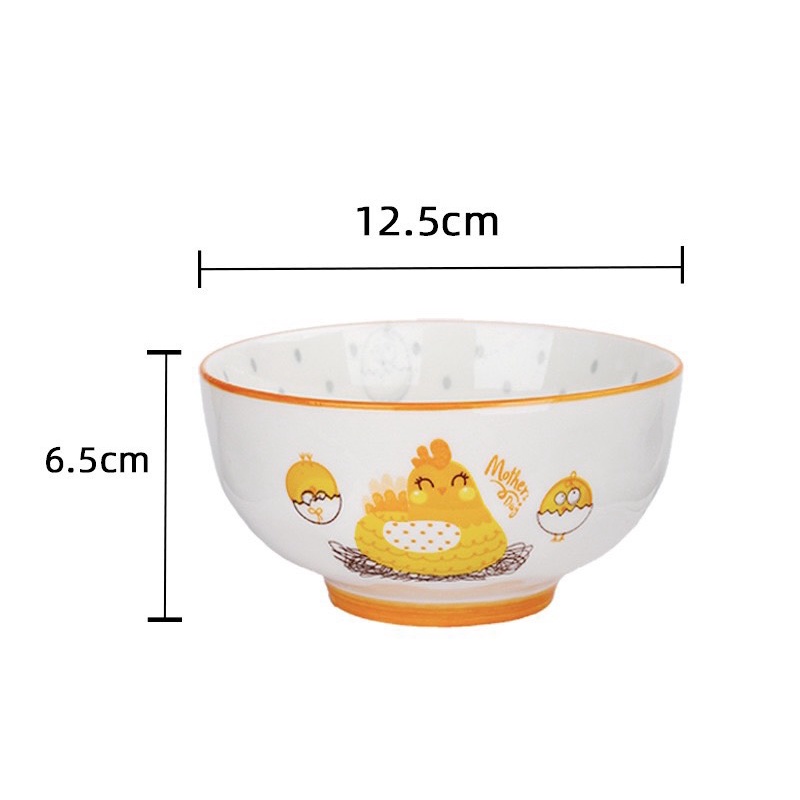 Bộ Chén Dĩa Sứ Bát Ăn Cơm Đĩa Sứ Dễ Thương Cute Bát Đĩa Gà Cam Decor Cao Cấp S132