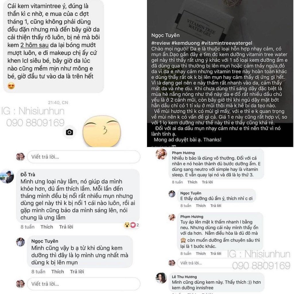 Kem dưỡng Vitamin Tree Water Gel