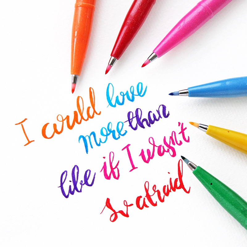 Bút viết thư pháp, bút viết calligraphy Pentel Fude Touch Brush Sign mực nhiều màu - 24 màu