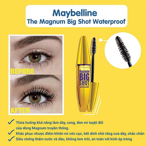 Chuốt mi làm dày mi Maybelline New York Mascara The Magnum Big Shot Volum'Express