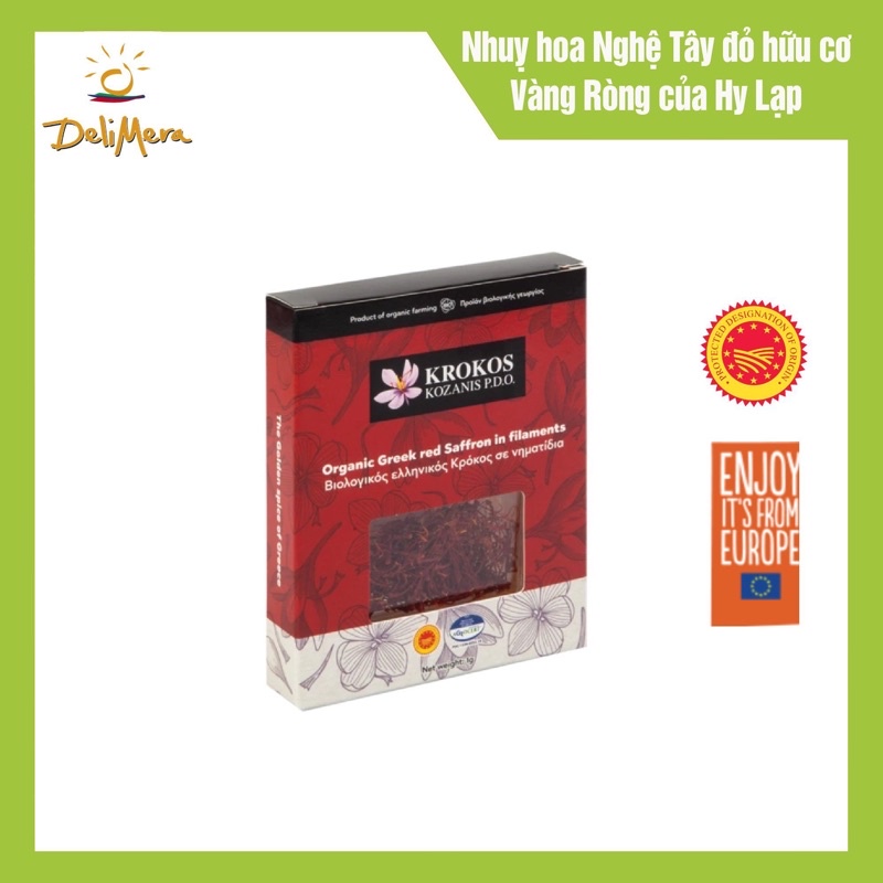 Nhụy Hoa Nghệ Tây Saffron Organic Hy Lạp nhãn hiệu Krokos Kozanis hộp giấy đỏ 1g