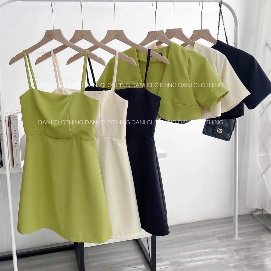 Đầm váy nữ body hai dây kèm áo kiểu tay ngắn thiết kế dịu dàng thanh lịch sang trọng