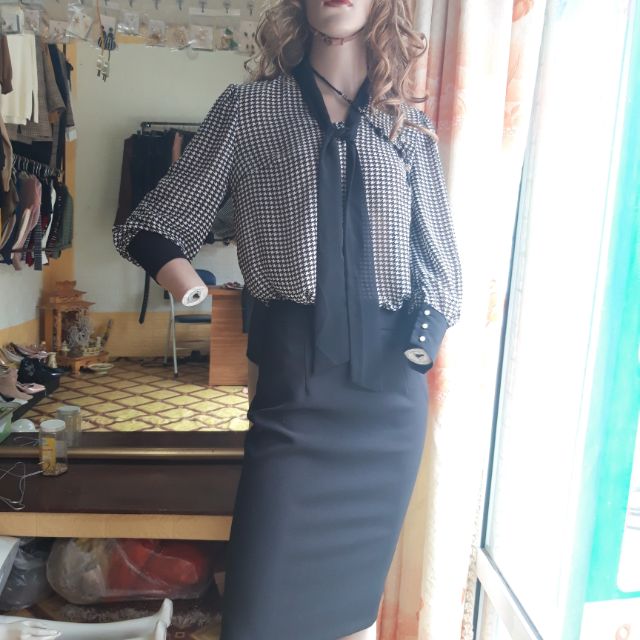 Sét áo voan, chân váy bút chì, hàng VNXK