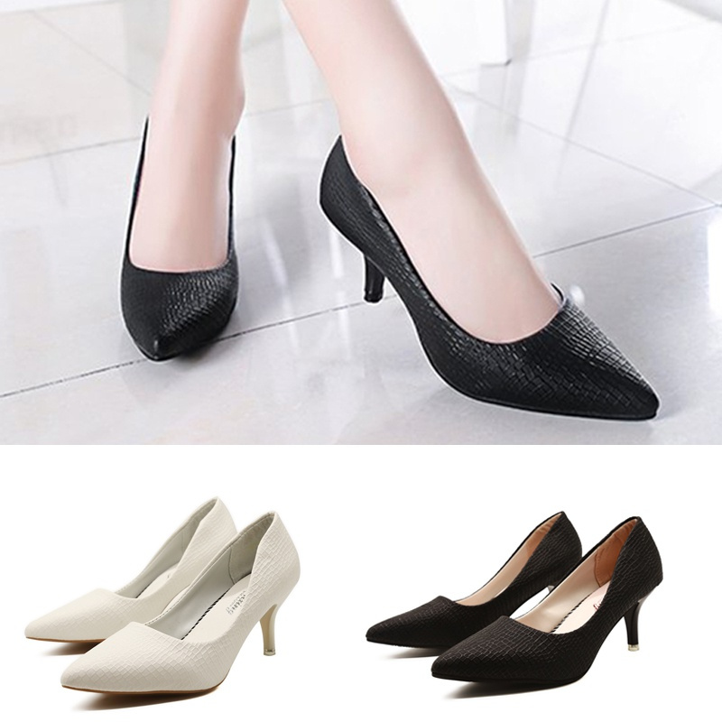 Autumn Women's Pointed Toe Shallow Mouth Single Shoes Fashion High Heels Work Shoes