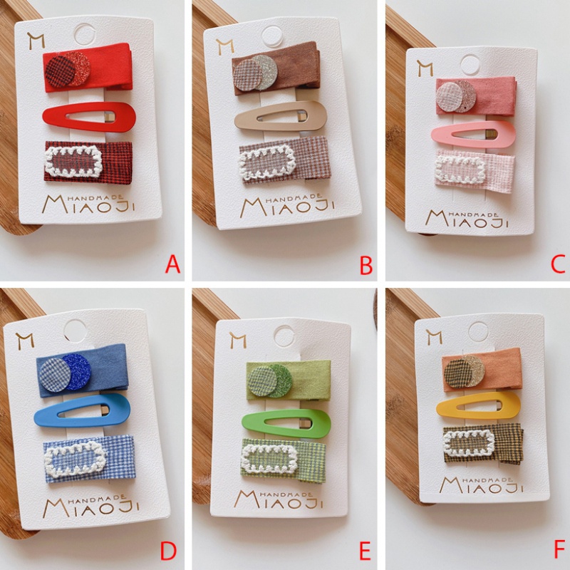 Set 3 kẹp tóc bé gái thiết kế đơn giản dễ thương phong cách Hàn Quốc