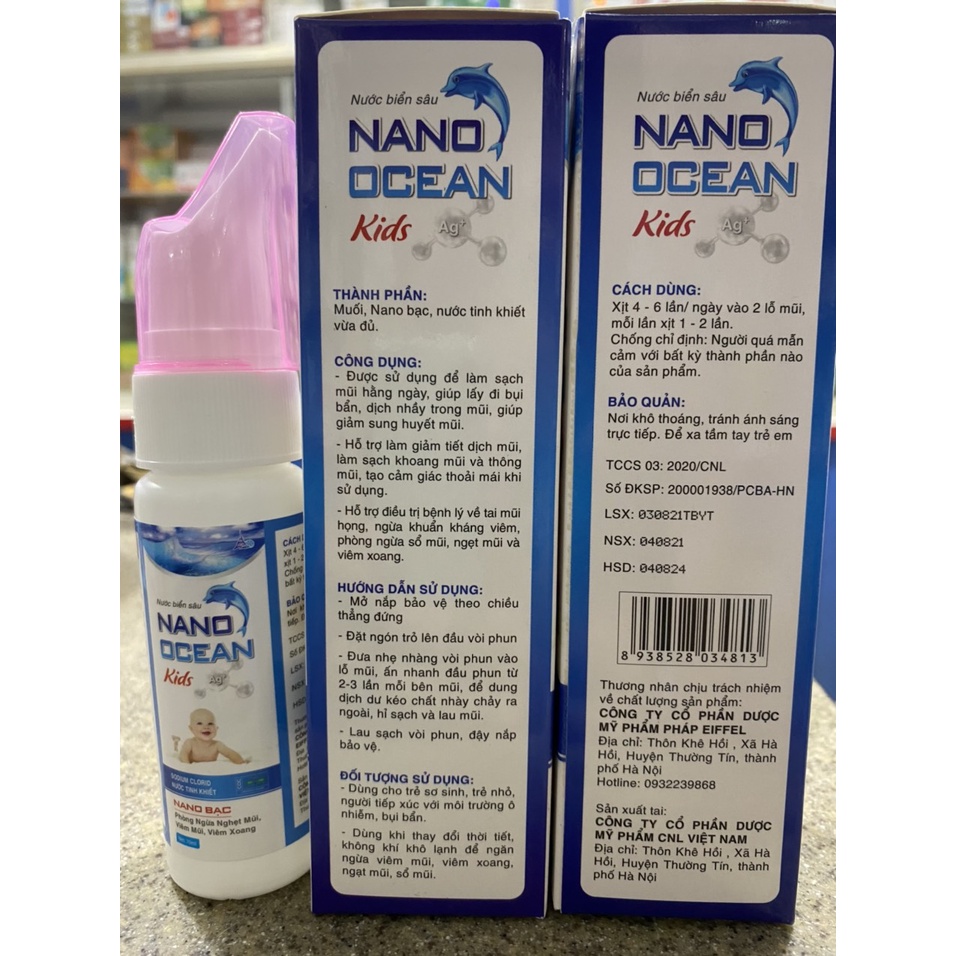 Xịt viêm mũi, rửa mũi NANO OCEAN (Người lớn- Em bé)