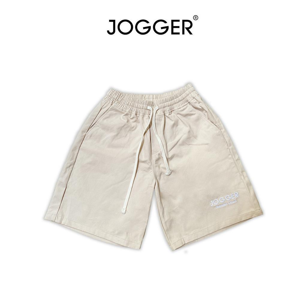 Quần Short Basic 097 Thêu JOGGER Kaki Unisex Nam Nữ