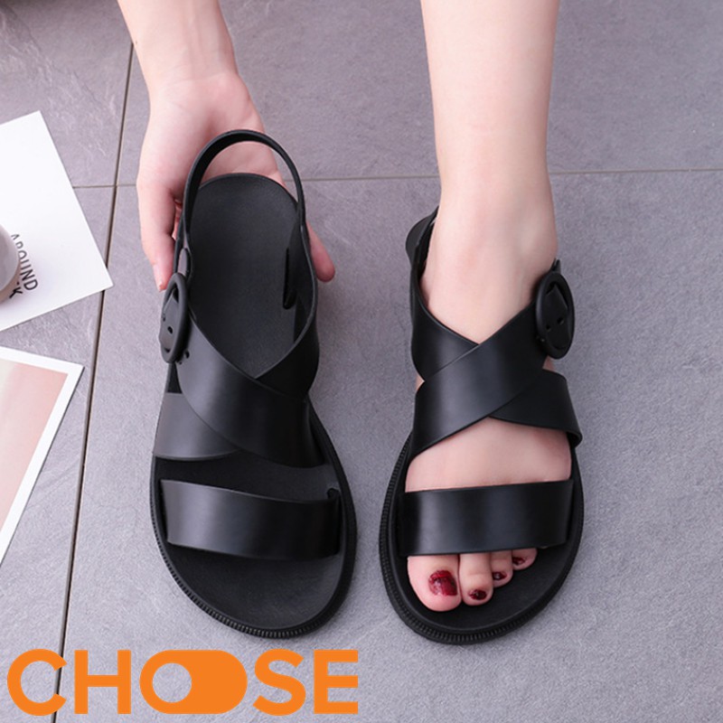 Giày Nữ Choose GIÁ RẺ Sandal CHỐNG NƯỚC Cao Su Quai Chéo