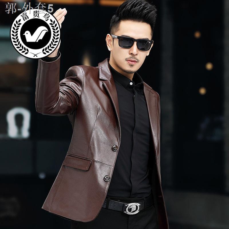 Jaket Áo Khoác Sweater Bằng Da Bò Thật Lớp Đầu Tiên Mỏng Sáp Dầu Cho Đàn Ông Trung Niên Và Lớn Tuổi