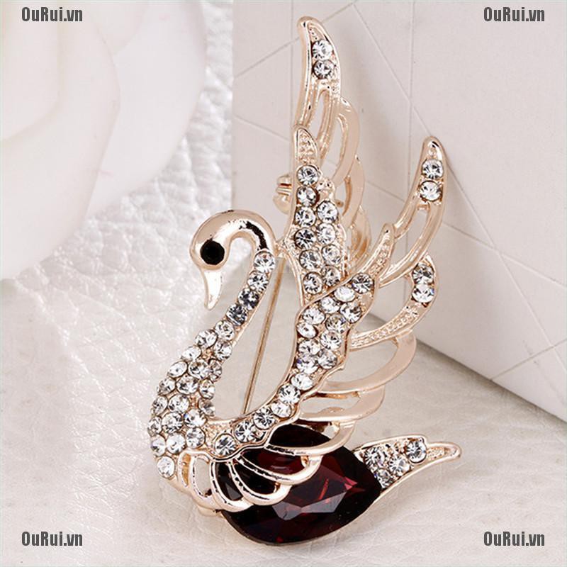 Ghim Cài Áo Hình Thiên Nga Đính Đá Pha Lê Xinh Xắn