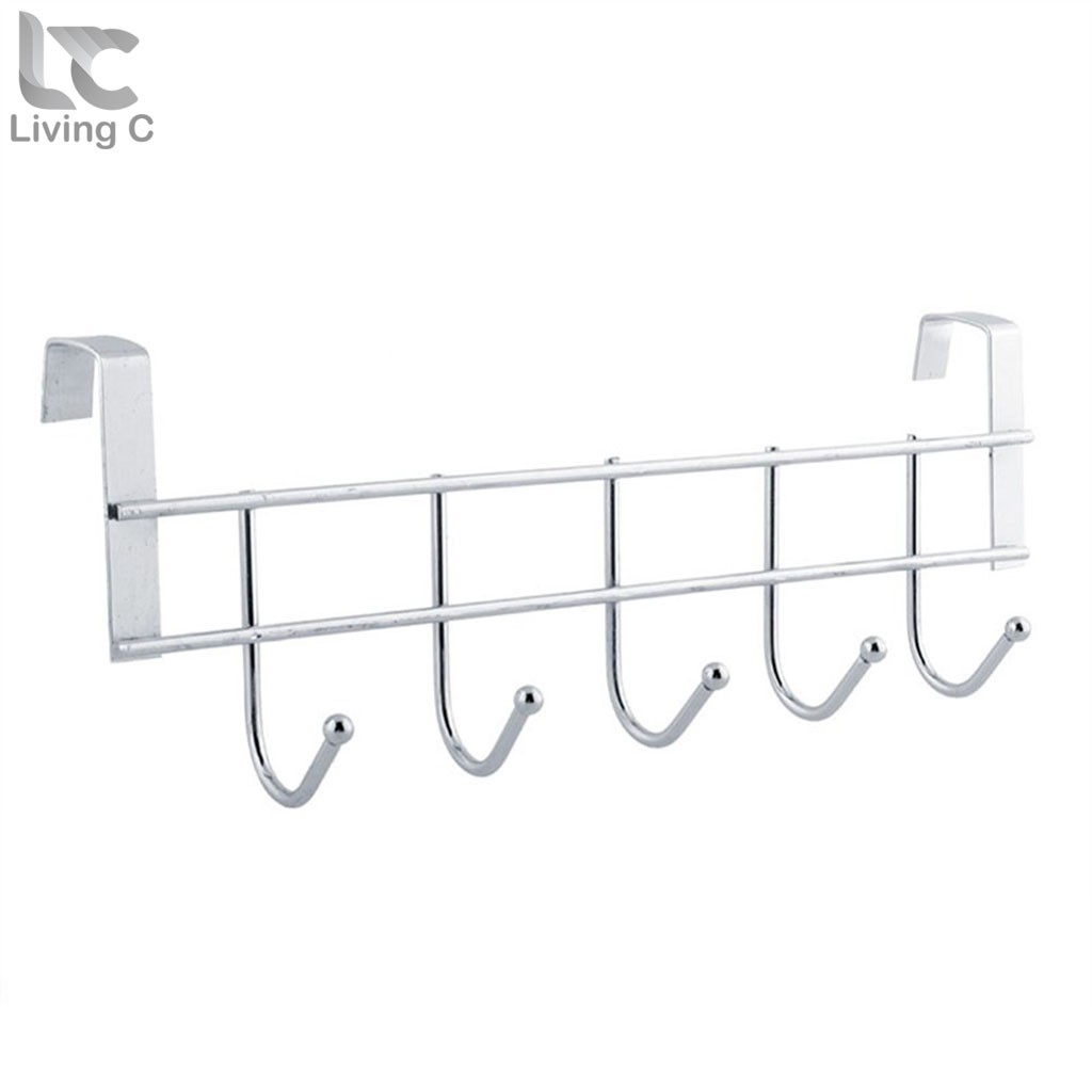  Cây treo đồ Living C , inox 5 móc treo đa năng gài cánh tủ không cần khoan tường _G35