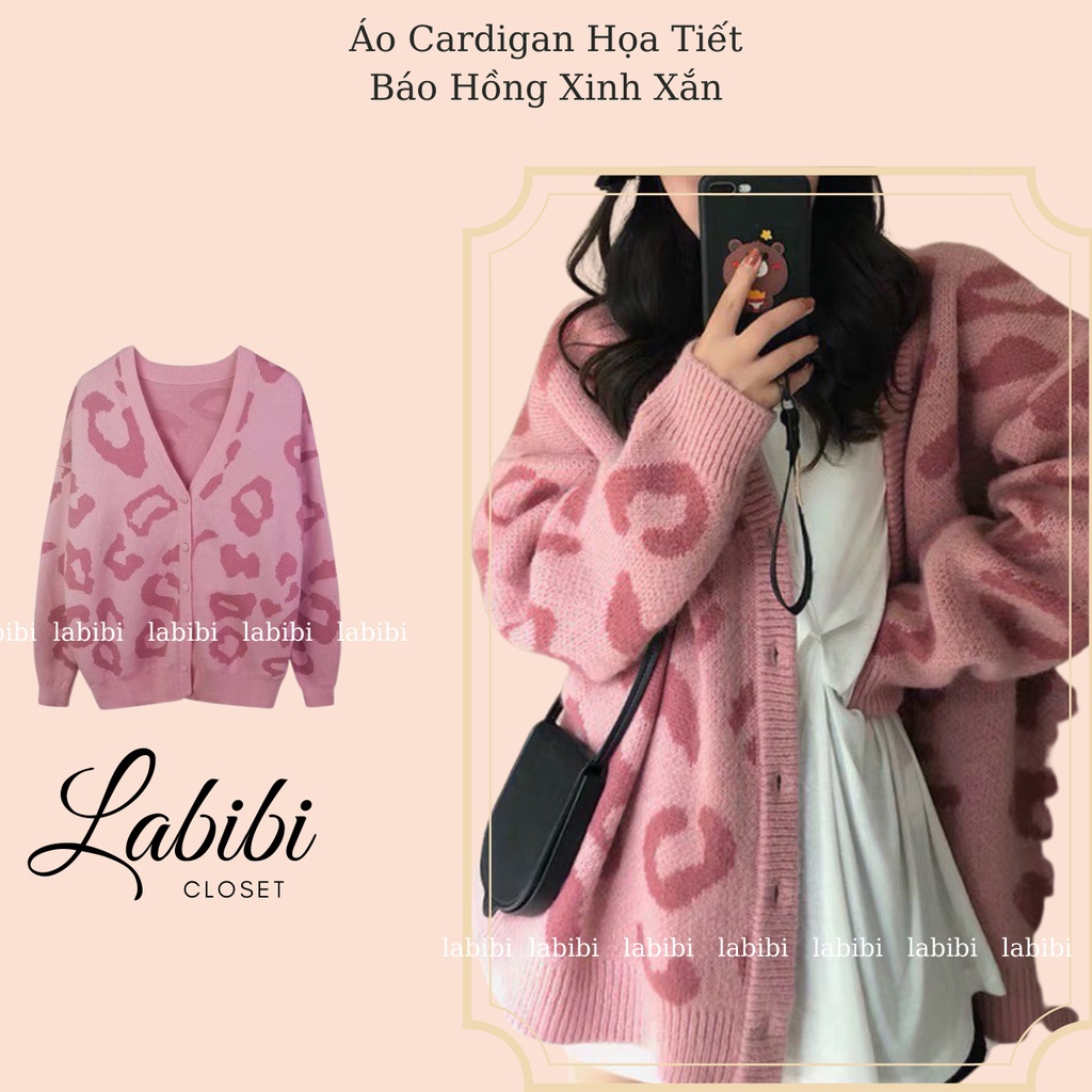 Áo Cardigan Họa Tiết Báo Hồng Len Dày Form Rộng Xinh Xắn, Labibi | WebRaoVat - webraovat.net.vn