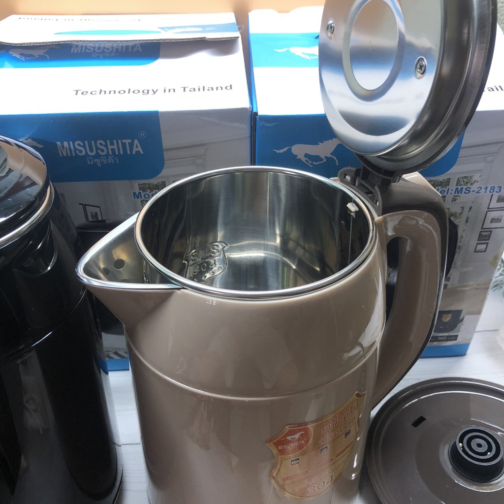 Ấm Siêu Tốc - MIUSHITA MS 21831, Ấm Đun Siêu Tốc Chất Thiệu Thép SUS 304 Không Rỉ An Toán Sức Khỏe